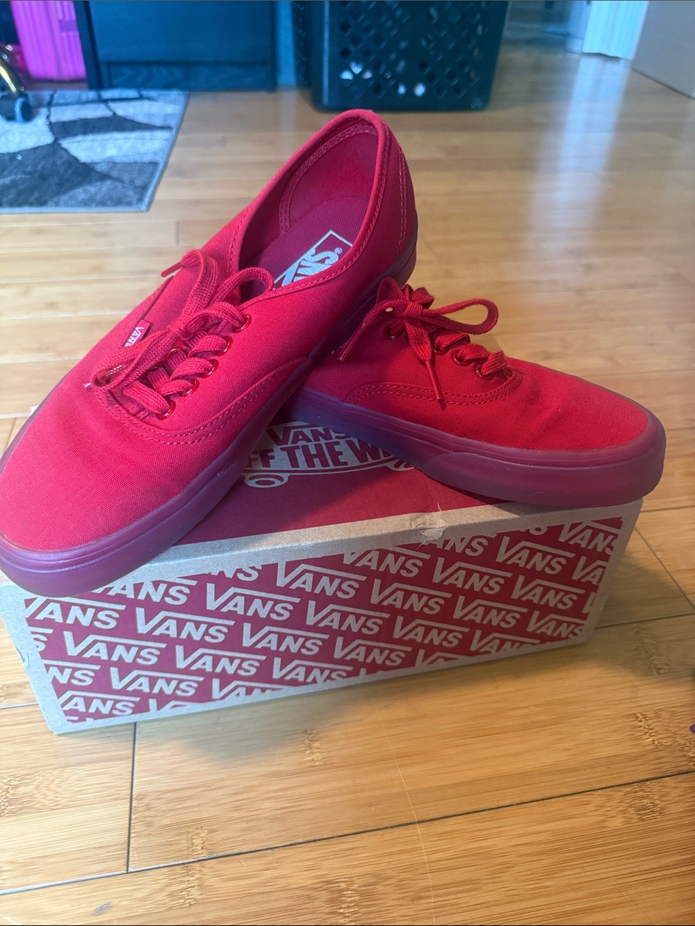 Vans Red Canvas Low-Top Sneakers